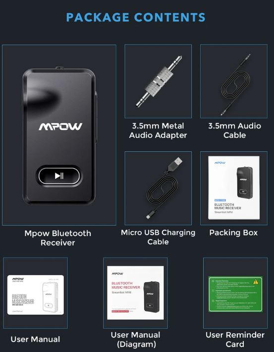 Mpow 5.0 Bluetooth Aux Receiver for Car – MPOW